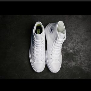 White high top Converse with Lunarlon